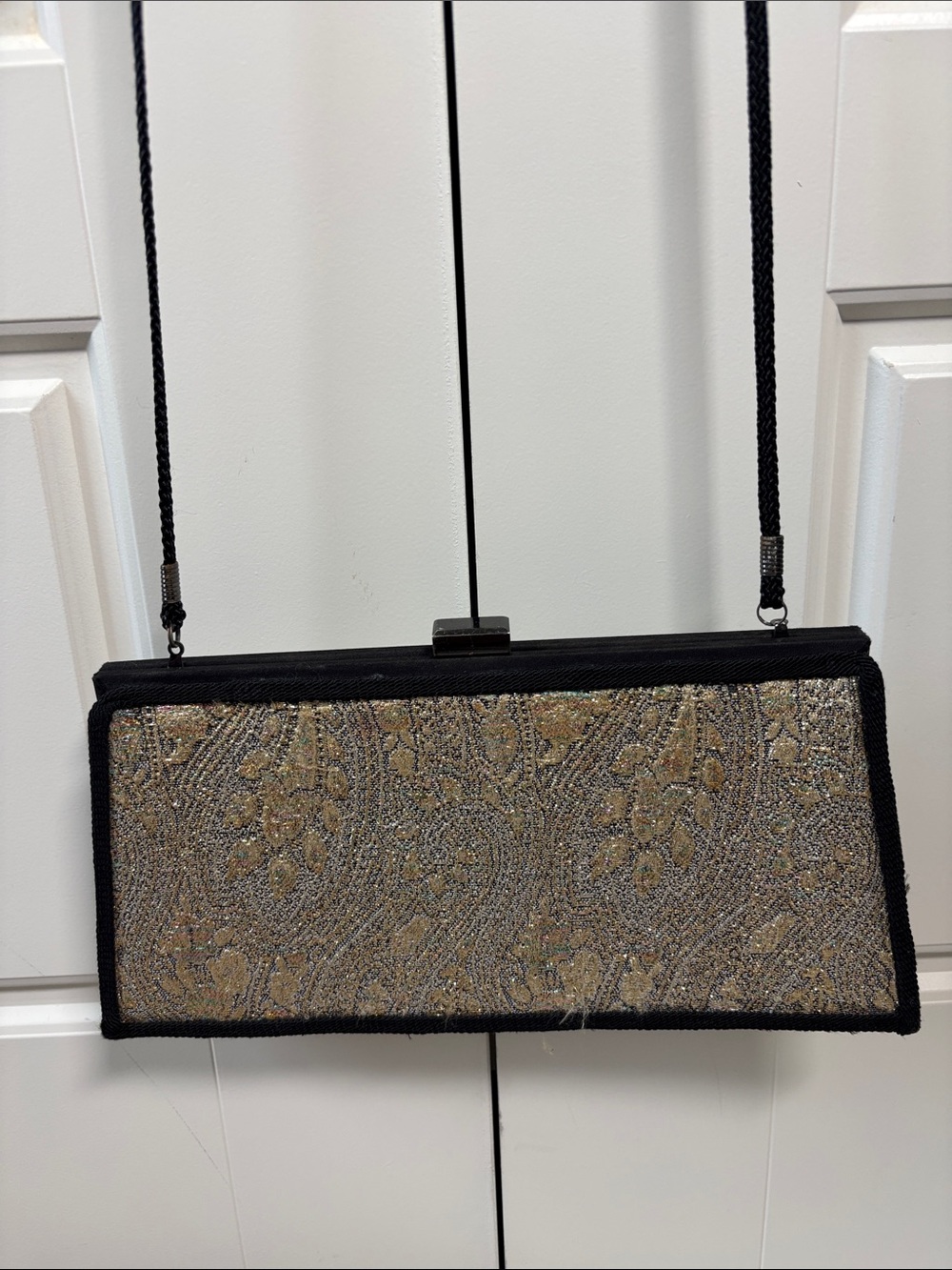 Moo Roo Rare Vintage 2001 Signed Moo Roo Black Clutch with Beaded Paisley Front